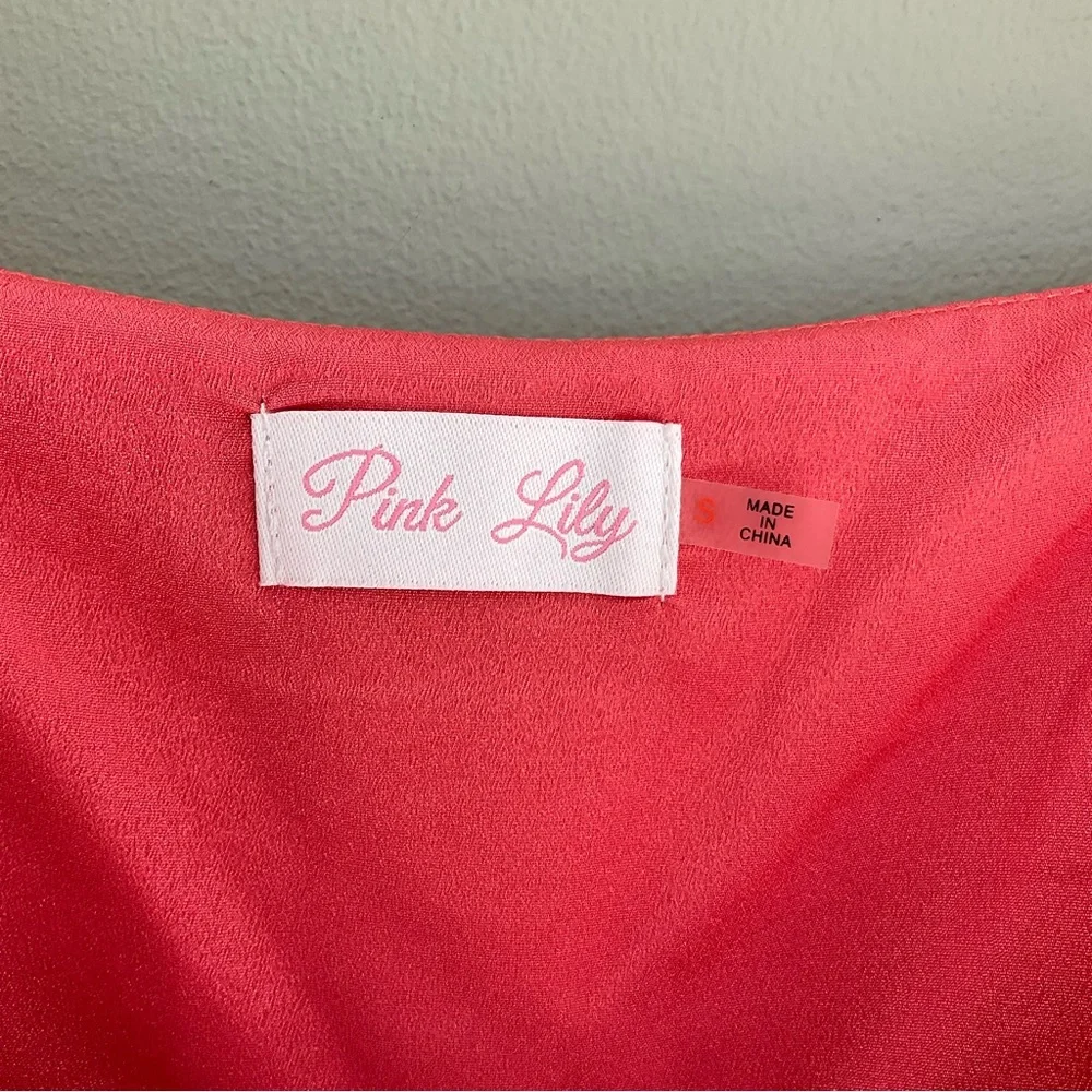 Pink Lily, coral ruffled croptop, EUC - Picture 4 of 5
